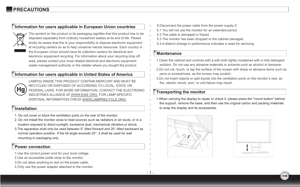 Precautions | Emprex LM2203 User Manual | Page 4 / 14