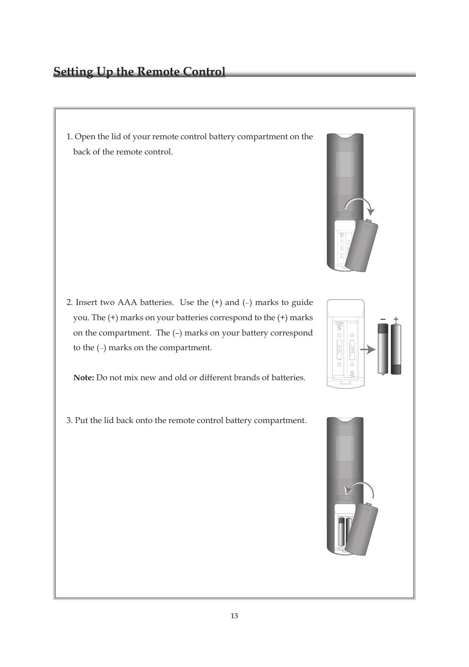 Setting up the remote control | Emprex HD-3701P User Manual | Page 14 / 71