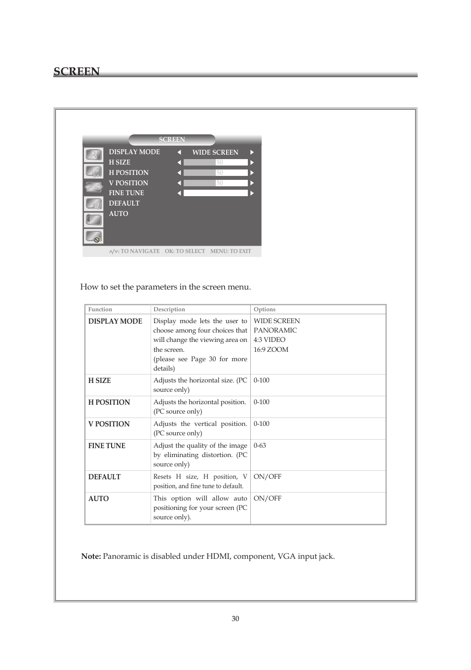 Screen | Emprex HD-3701P User Manual | Page 31 / 71