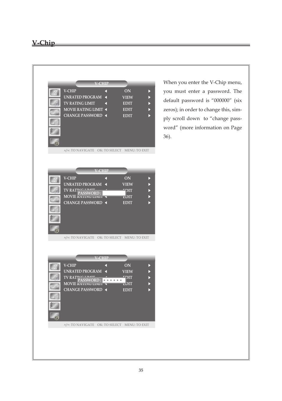 V-chip | Emprex HD-3701P User Manual | Page 36 / 71