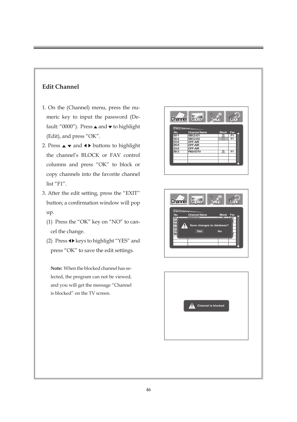 Edit channel, Channel, Caption | Emprex HD-3701P User Manual | Page 47 / 71