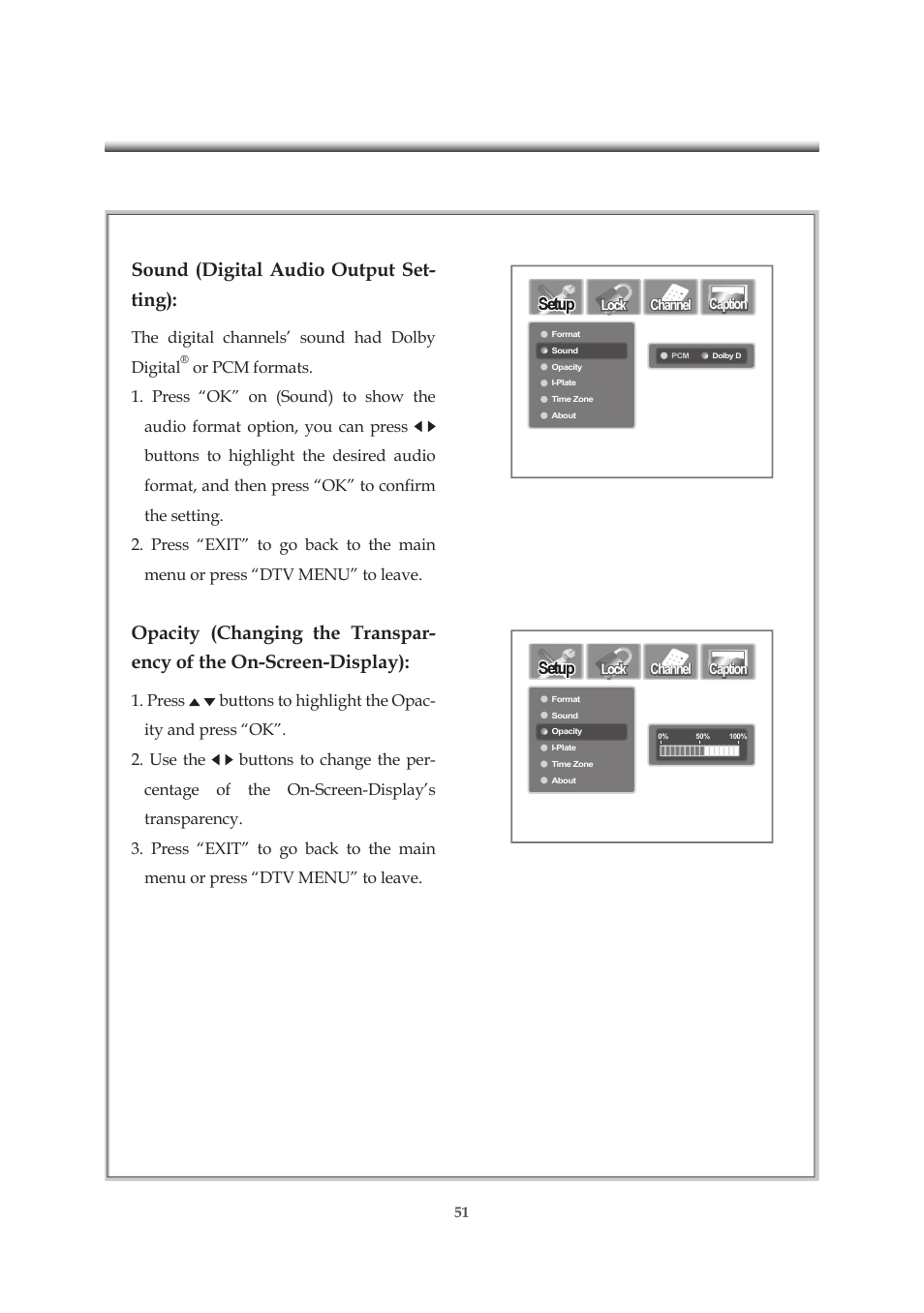 Sound (digital audio output set- ting) | Emprex HD-3701P User Manual | Page 52 / 71