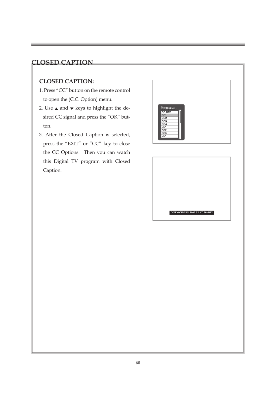 Closed caption | Emprex HD-3701P User Manual | Page 61 / 71