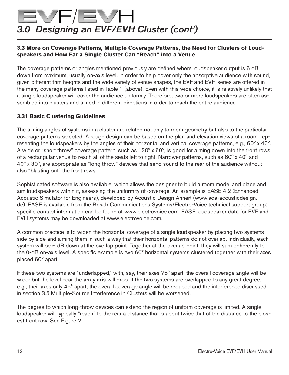 0 designing an evf/evh cluster (cont’) | Electro-Voice EVF/EVH EVF-1151S User Manual | Page 12 / 56