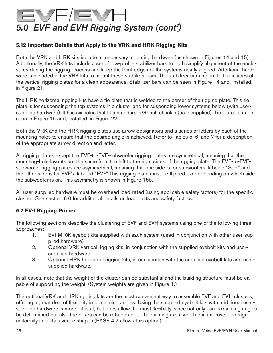 0 evf and evh rigging system (cont’) | Electro-Voice EVF/EVH EVF-1151S User Manual | Page 26 / 56