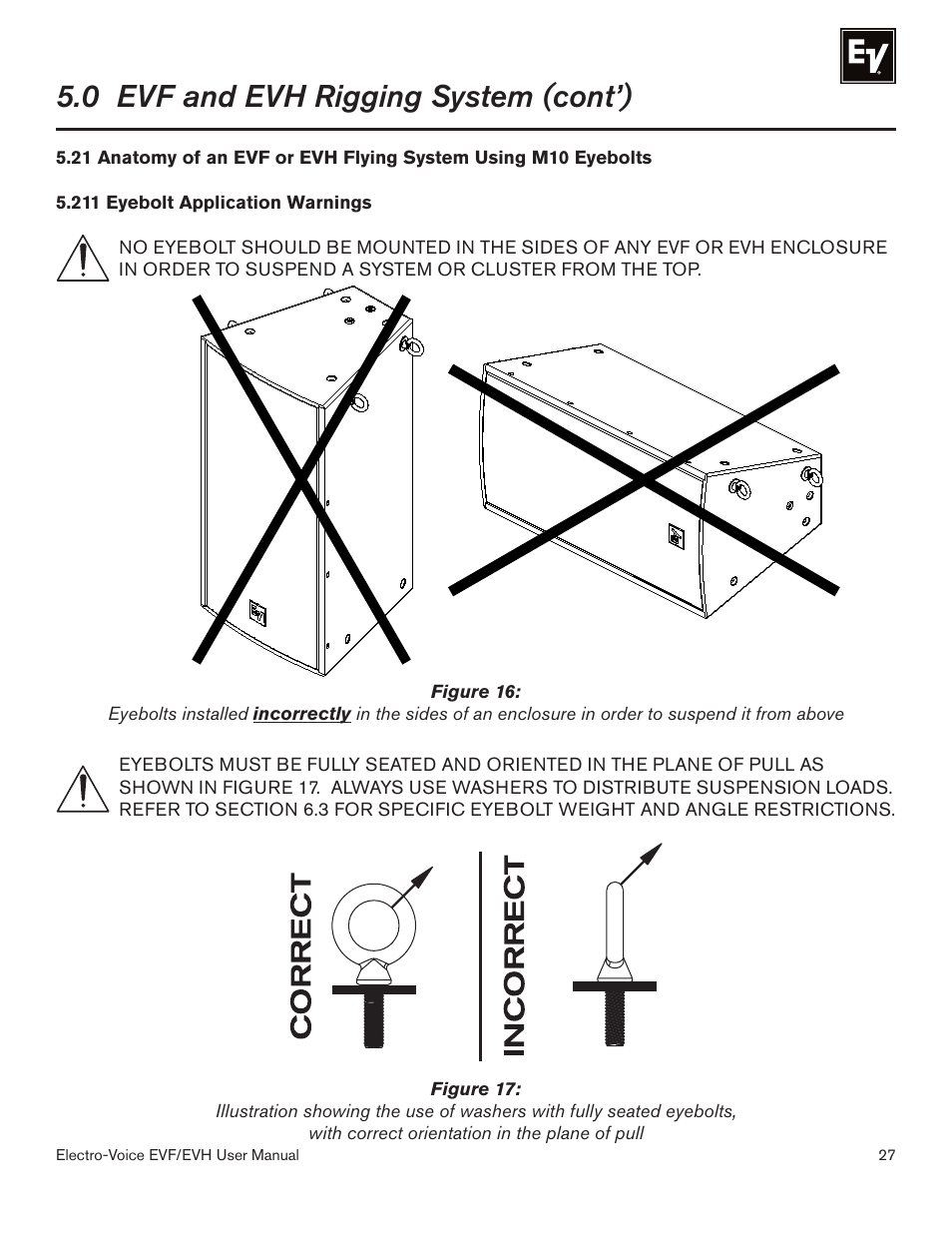 0 evf and evh rigging system (cont’) | Electro-Voice EVF/EVH EVF-1151S User Manual | Page 27 / 56