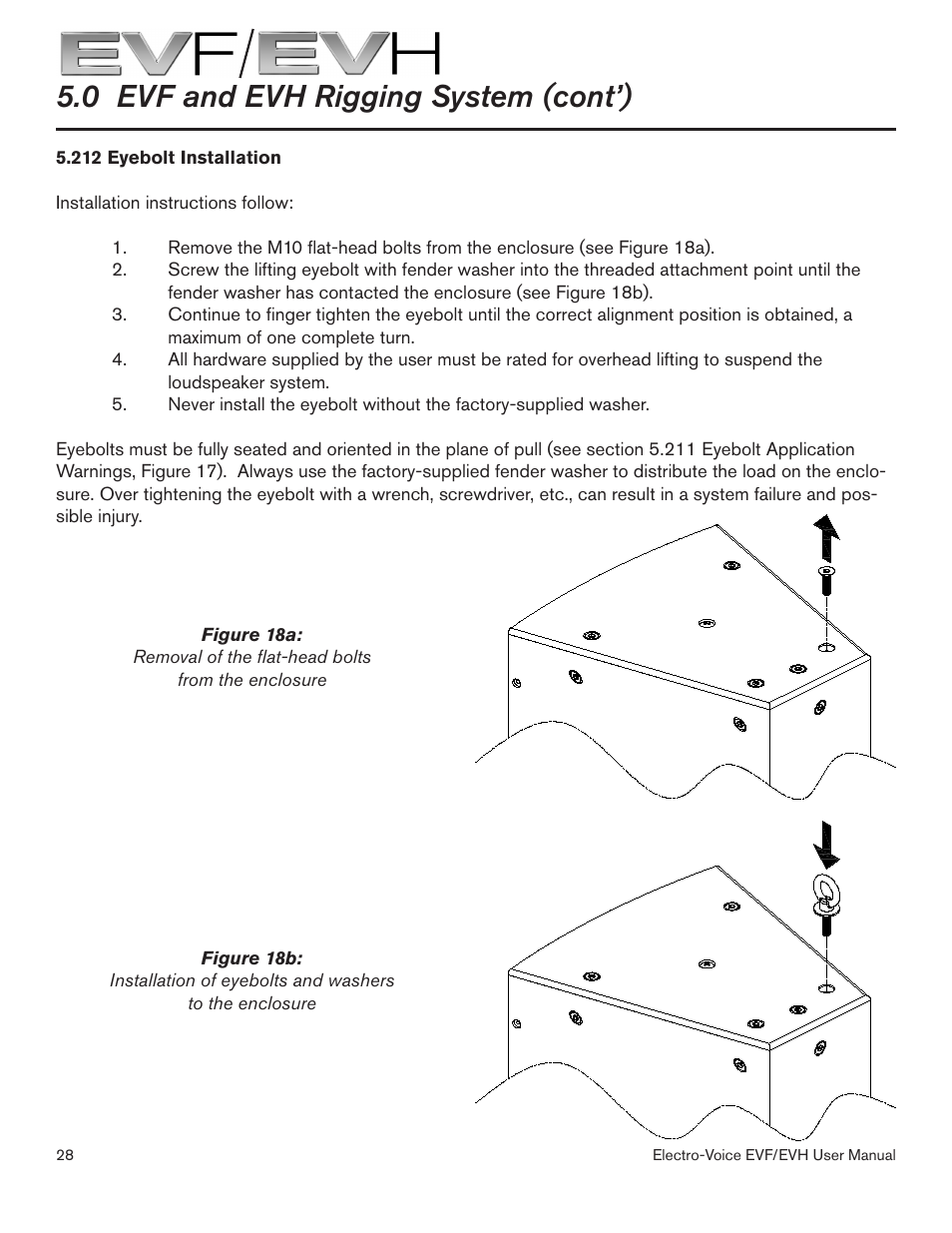 0 evf and evh rigging system (cont’) | Electro-Voice EVF/EVH EVF-1151S User Manual | Page 28 / 56
