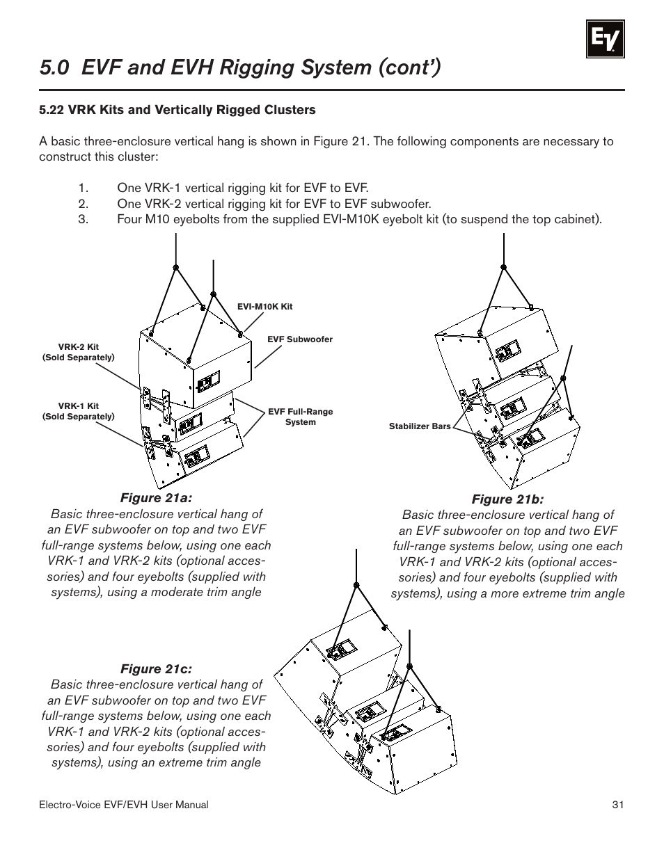 0 evf and evh rigging system (cont’) | Electro-Voice EVF/EVH EVF-1151S User Manual | Page 31 / 56