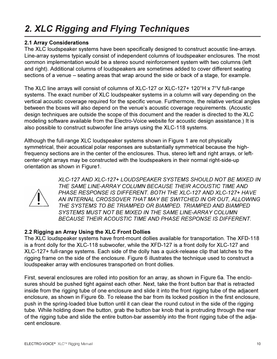 Xlc rigging and flying techniques | Electro-Voice XLC User Manual | Page 11 / 32