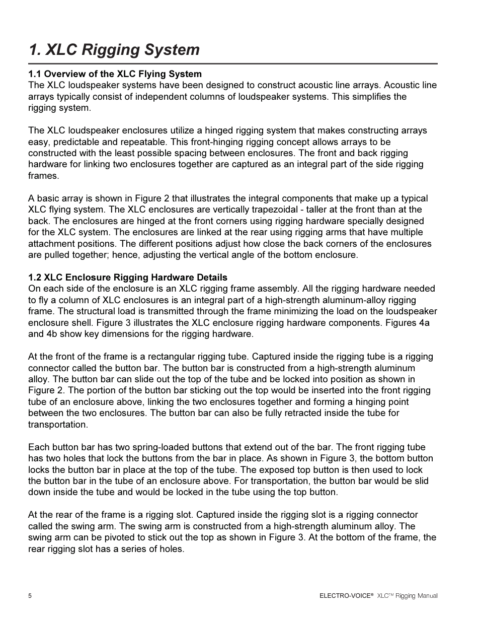 Xlc rigging system | Electro-Voice XLC User Manual | Page 6 / 32