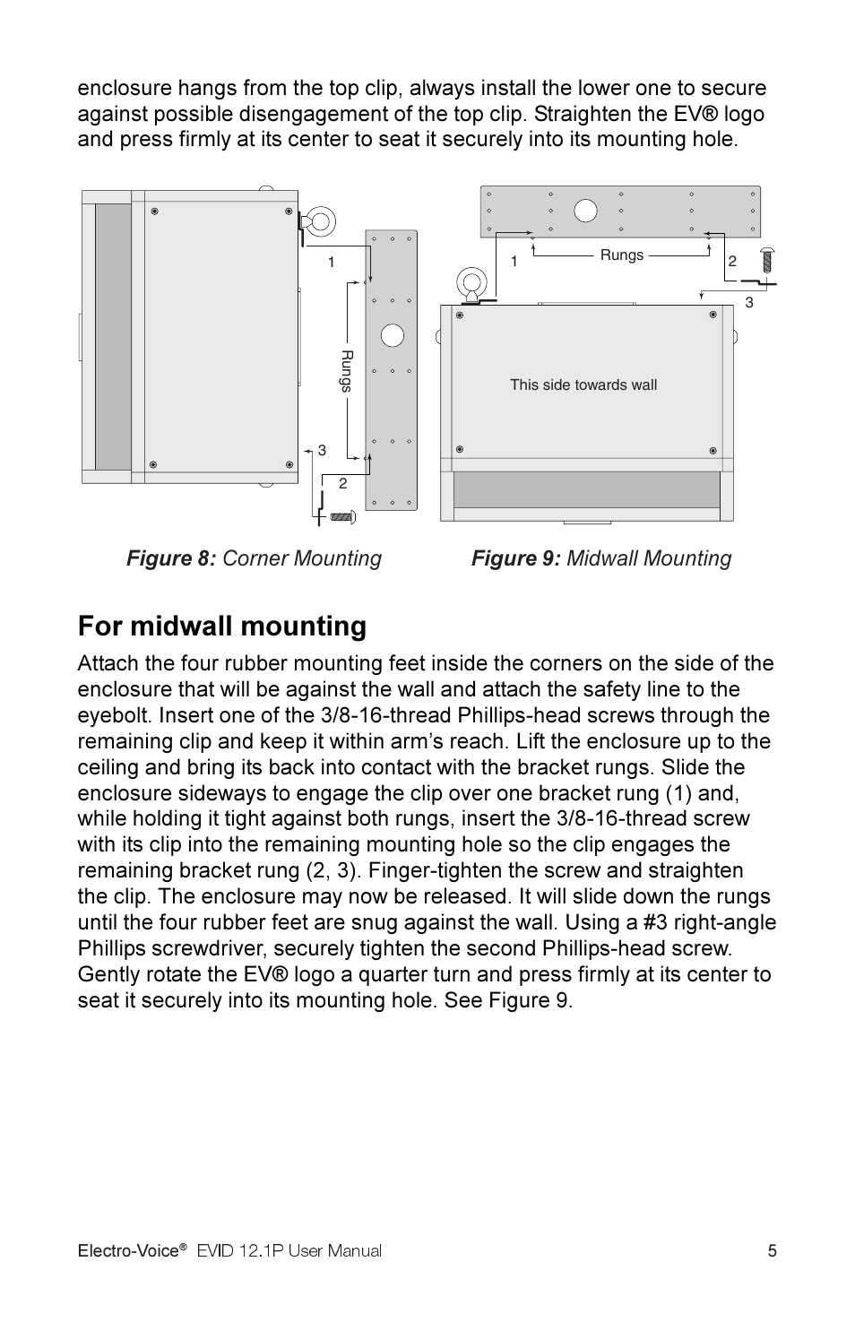 For midwall mounting | Electro-Voice 2.1P User Manual | Page 7 / 16