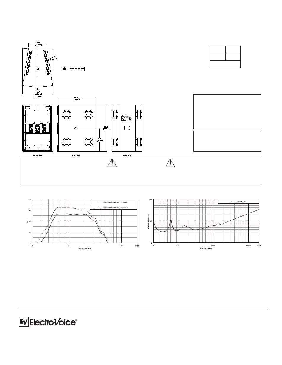 Caution, Wiring/connection chart, Performance match | Xi-2181a part numbers, Xi-2181af part numbers | Electro-Voice XI-2181A User Manual | Page 2 / 2