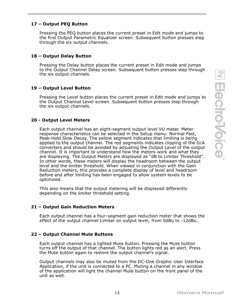 Electro-Voice Speaker System User Manual | Page 13 / 56