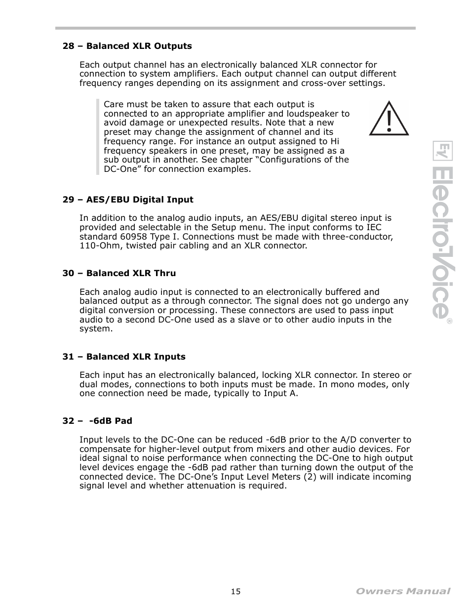 Electro-Voice Speaker System User Manual | Page 15 / 56