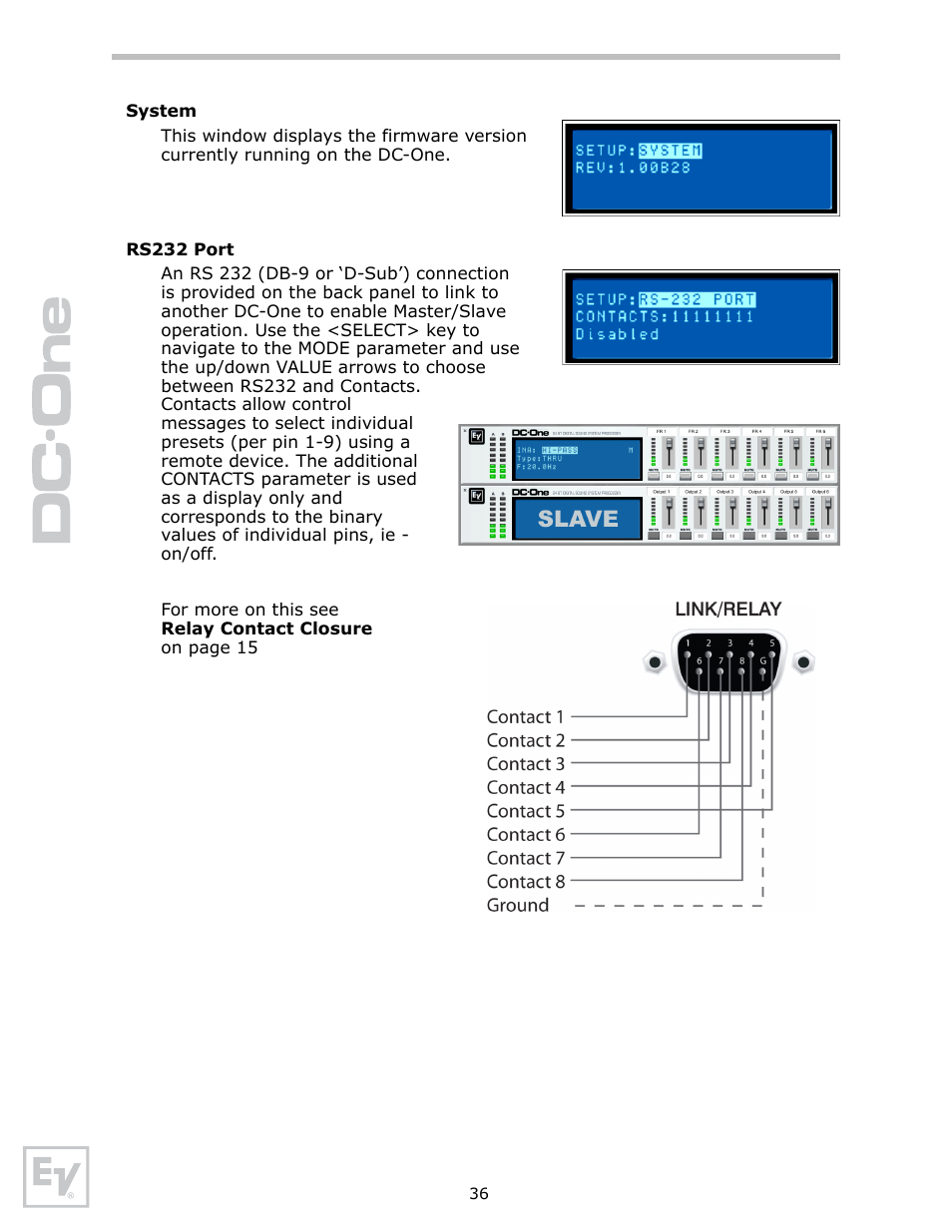 System, Rs232 port | Electro-Voice Speaker System User Manual | Page 36 / 56