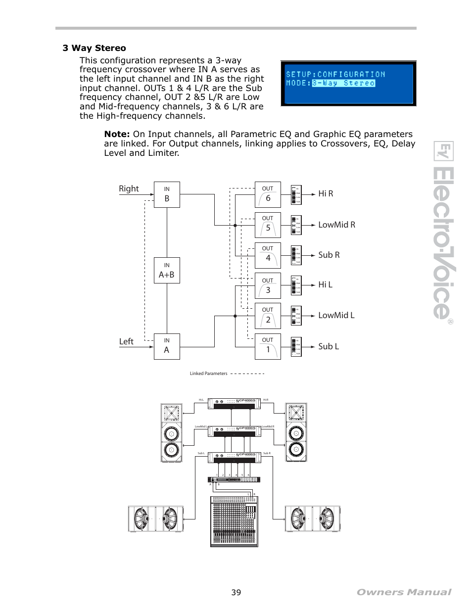 3 way stereo | Electro-Voice Speaker System User Manual | Page 39 / 56