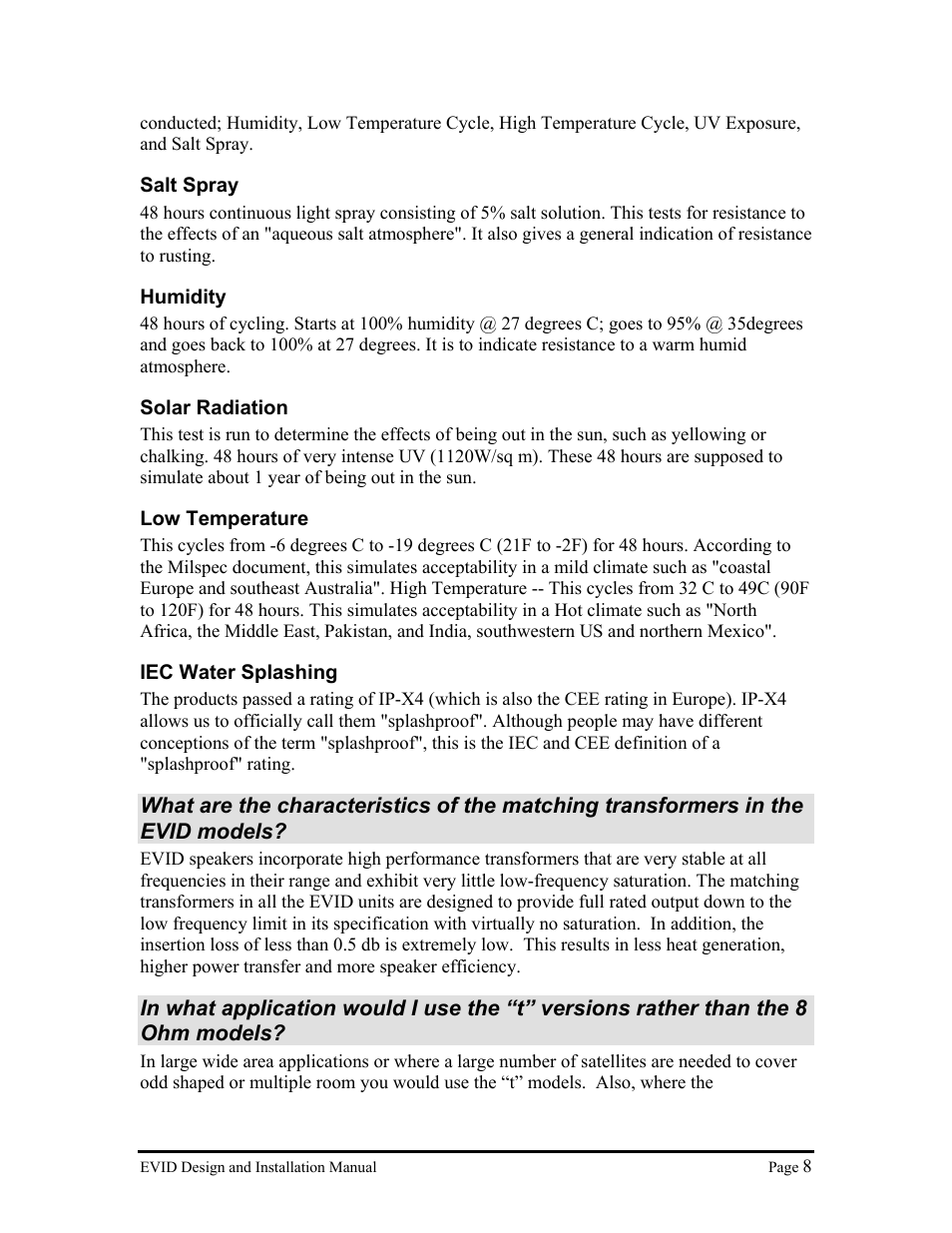 Electro-Voice Premium Surface Mount Speakers User Manual | Page 8 / 13