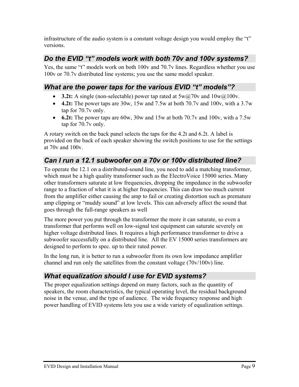 Electro-Voice Premium Surface Mount Speakers User Manual | Page 9 / 13