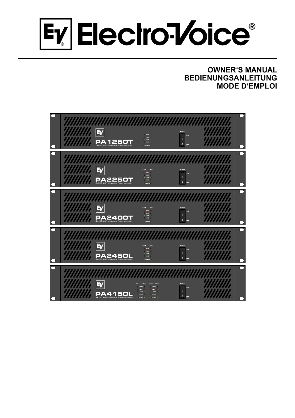 Electro-Voice PA2400T User Manual | 40 pages