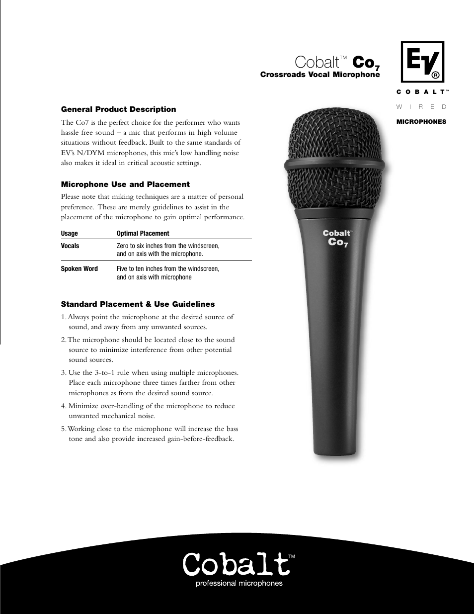 Electro-Voice Co7 User Manual | 2 pages