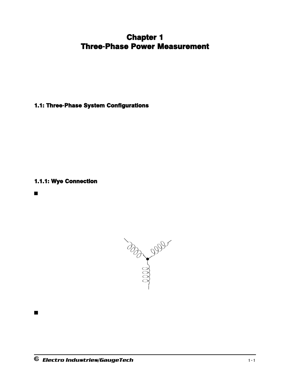 Chapter 1: three-phase power measurement, Three-phase system configuration, Wye connection | Chapter 1 three-p phase power measurement | Electro-Voice 1252 User Manual | Page 11 / 154