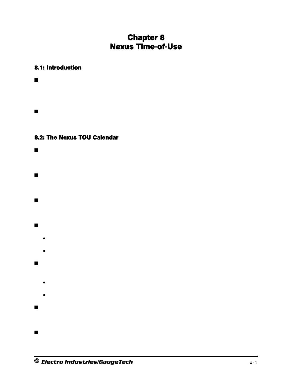 Chapter 8: nexus time-of-use, Introduction, The nexus tou calendar | Chapter 8 nexus time-o of-u use | Electro-Voice 1252 User Manual | Page 111 / 154