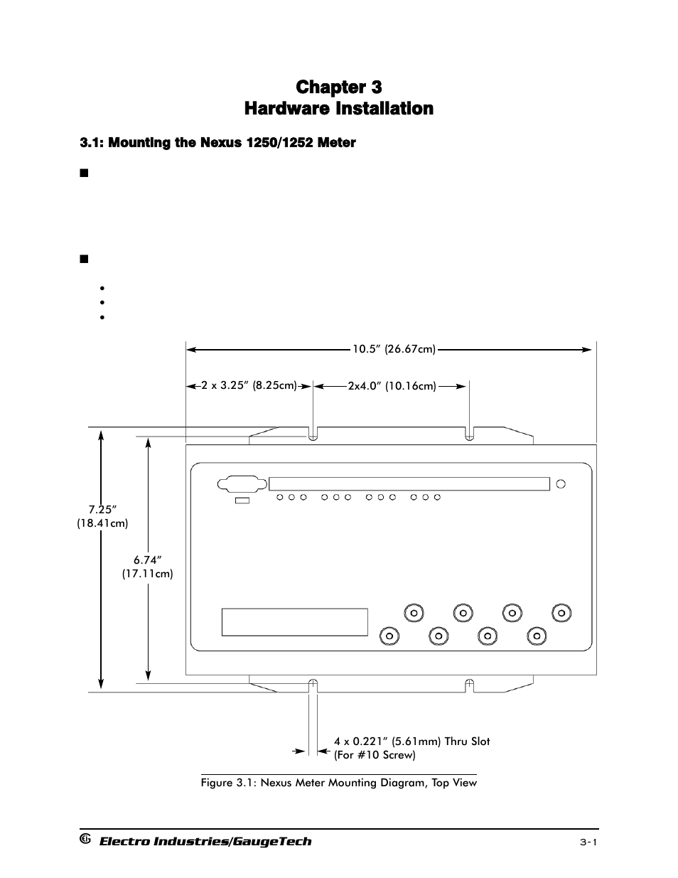 Chapter 3: hardware installation, Mounting the nexus 1250/1252 meter, Chapter 3 hardware installation | Electro-Voice 1252 User Manual | Page 39 / 154