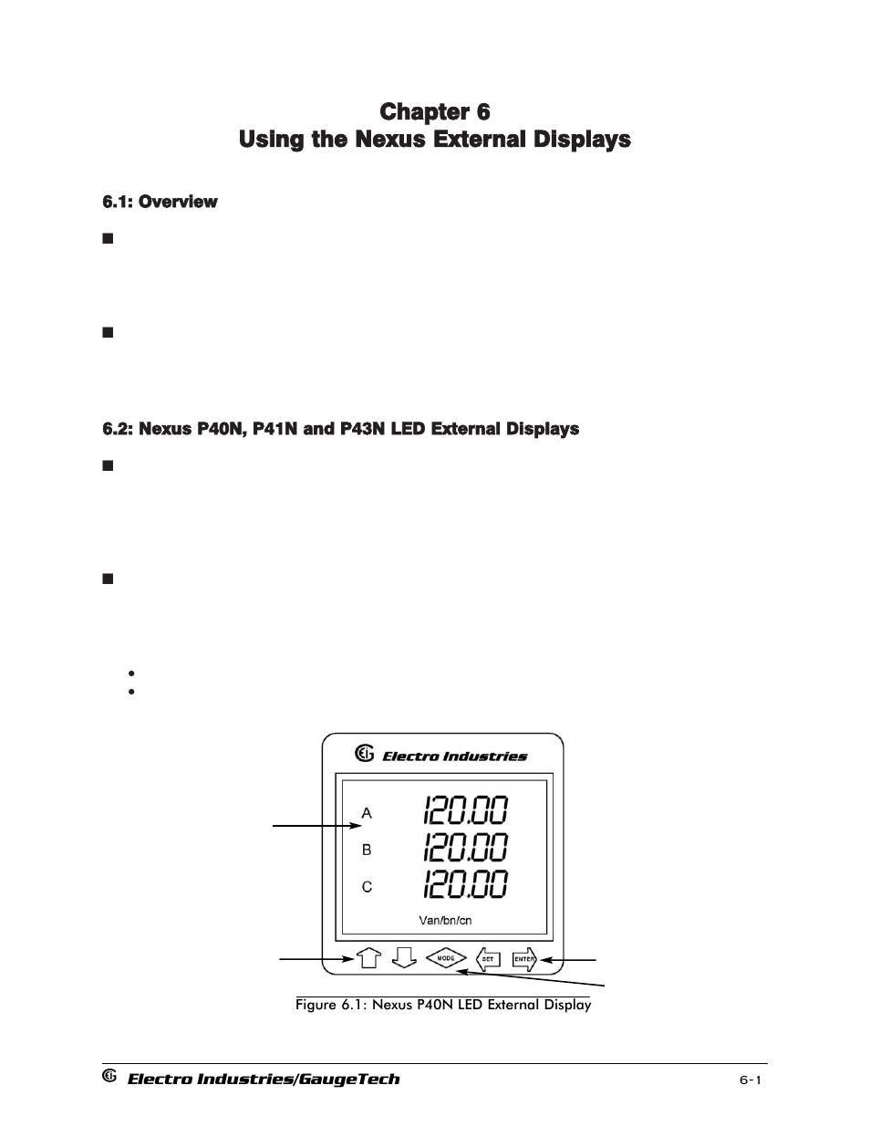 Chapter 6: using the nexus external displays, Overview, Nexus p40n, p41n and p43n led external displays | Chapter 6 using the nexus external displays | Electro-Voice 1252 User Manual | Page 85 / 154