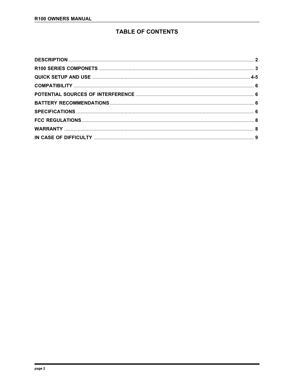 Electro-Voice R100 User Manual | Page 2 / 11