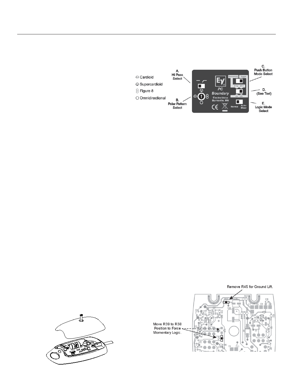 Pc boundary, Switch setting guide | Electro-Voice PC Boundary User Manual | Page 2 / 4