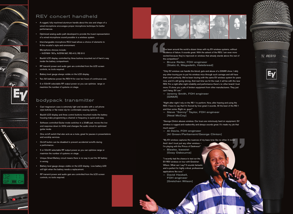Backcoverweb.pdf, R ev concert handheld, Bodypack transmitter | Electro-Voice N/DYM 767a User Manual | Page 7 / 8