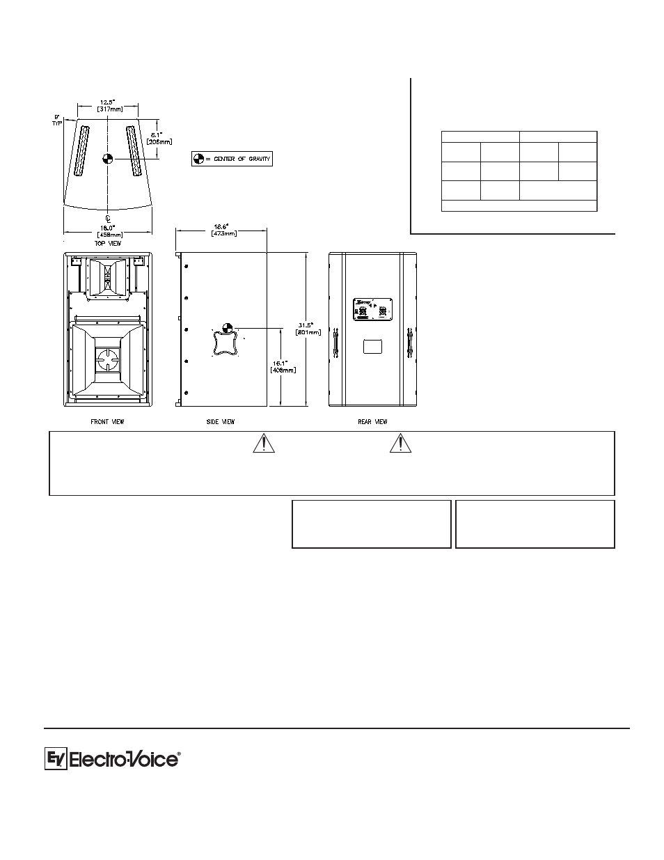 Caution, Wiring/connection chart, Performance match | Electro-Voice Sound Reinforcement System Xi-1123A/106F User Manual | Page 4 / 4