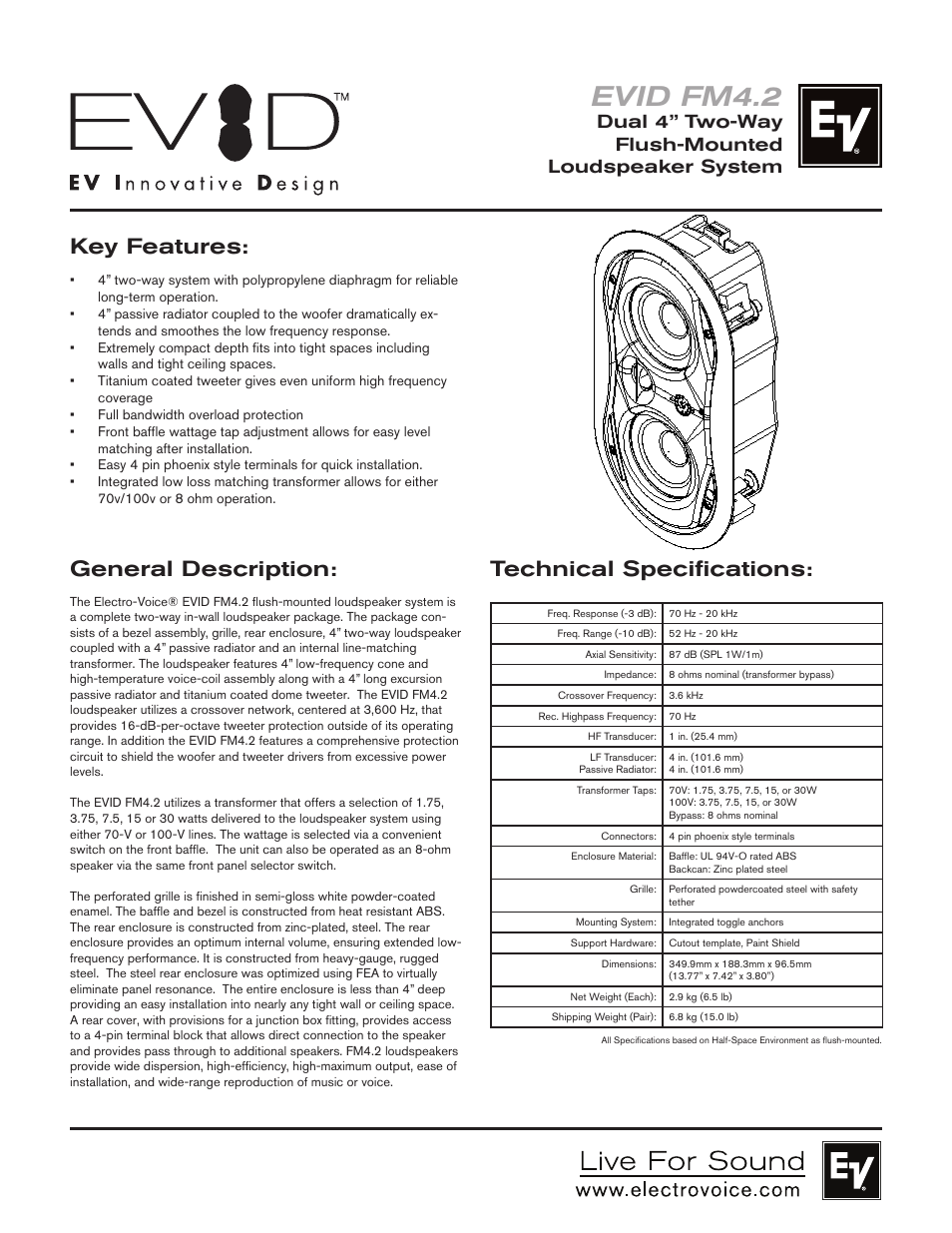 Electro-Voice EVID FM4.2 User Manual | 2 pages