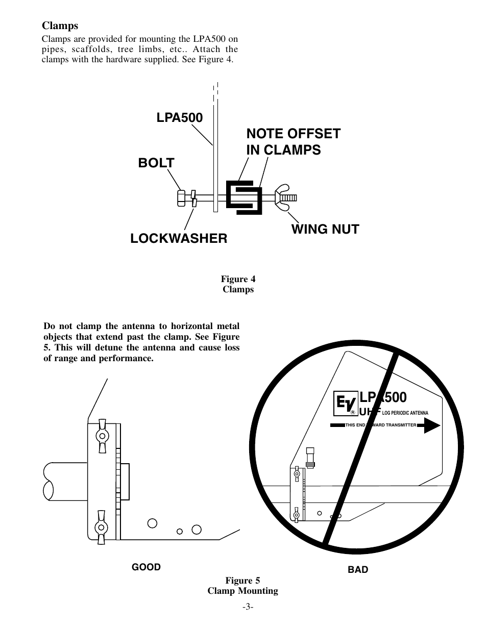 Lpa500, Lpa500 bolt lockwasher, Wing nut | Electro-Voice LPA500 User Manual | Page 3 / 7