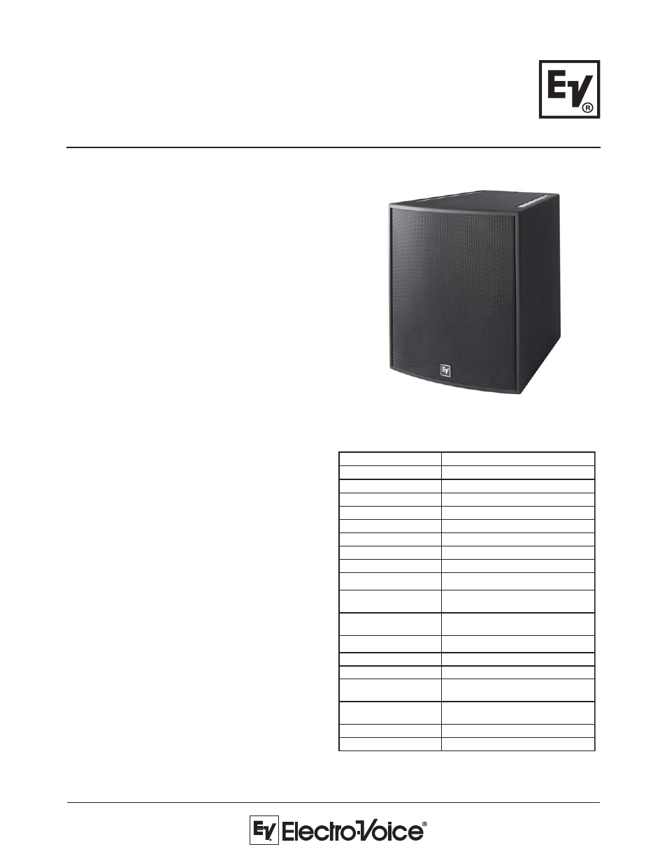 Electro-Voice FRX+181 User Manual | 2 pages