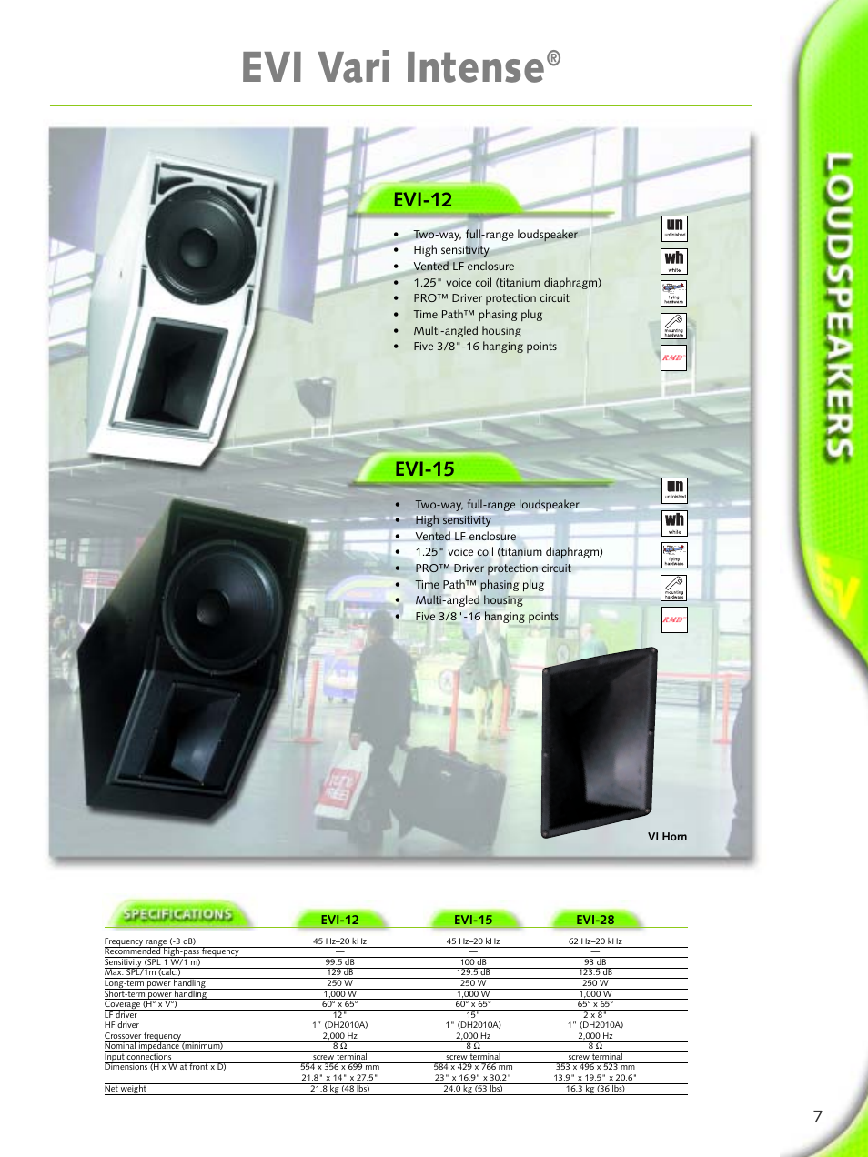 Evi vari intense, Evi-12, Evi-15 | Electro-Voice Microphone User Manual | Page 7 / 92