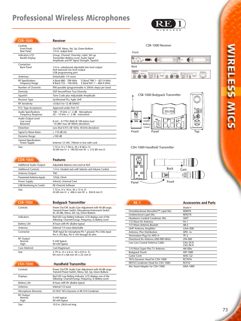 Professional wireless microphones | Electro-Voice Microphone User Manual | Page 73 / 92