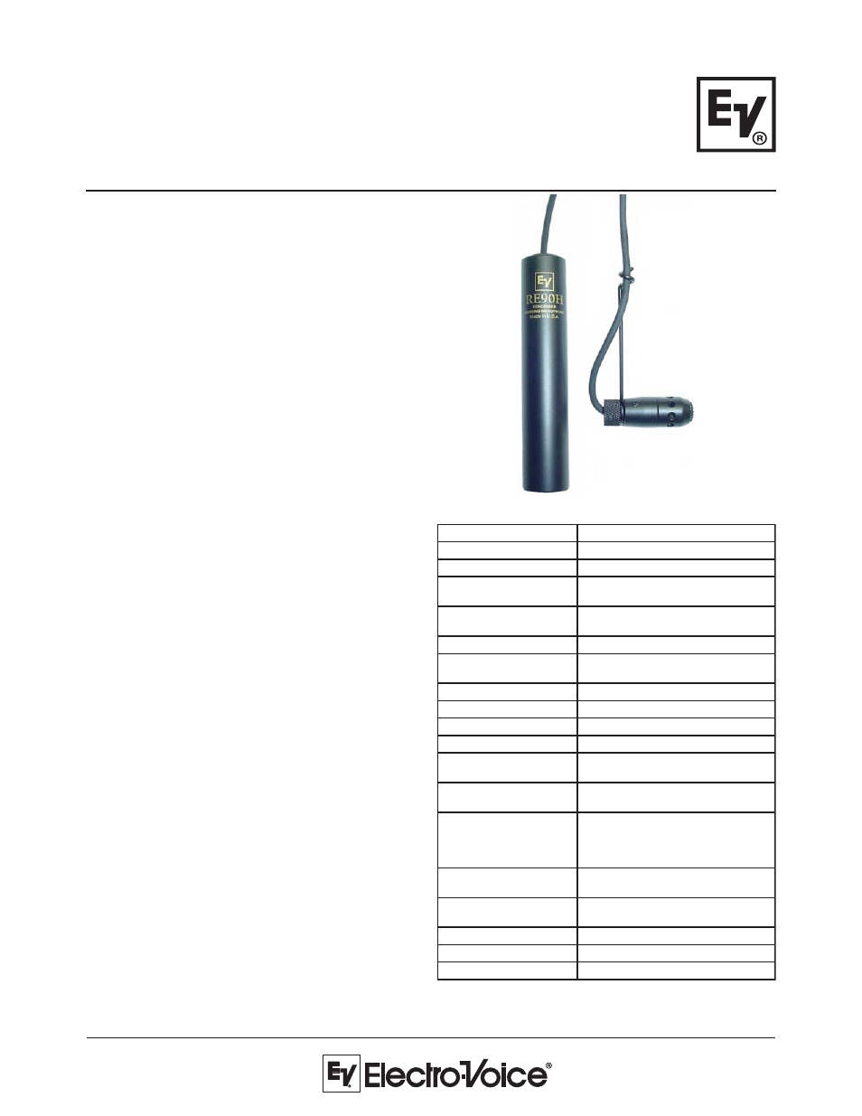 Electro-Voice RE90H User Manual | 2 pages