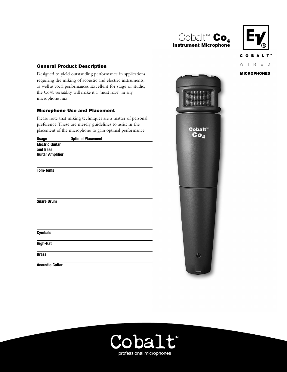 Electro-Voice Co4 User Manual | 2 pages