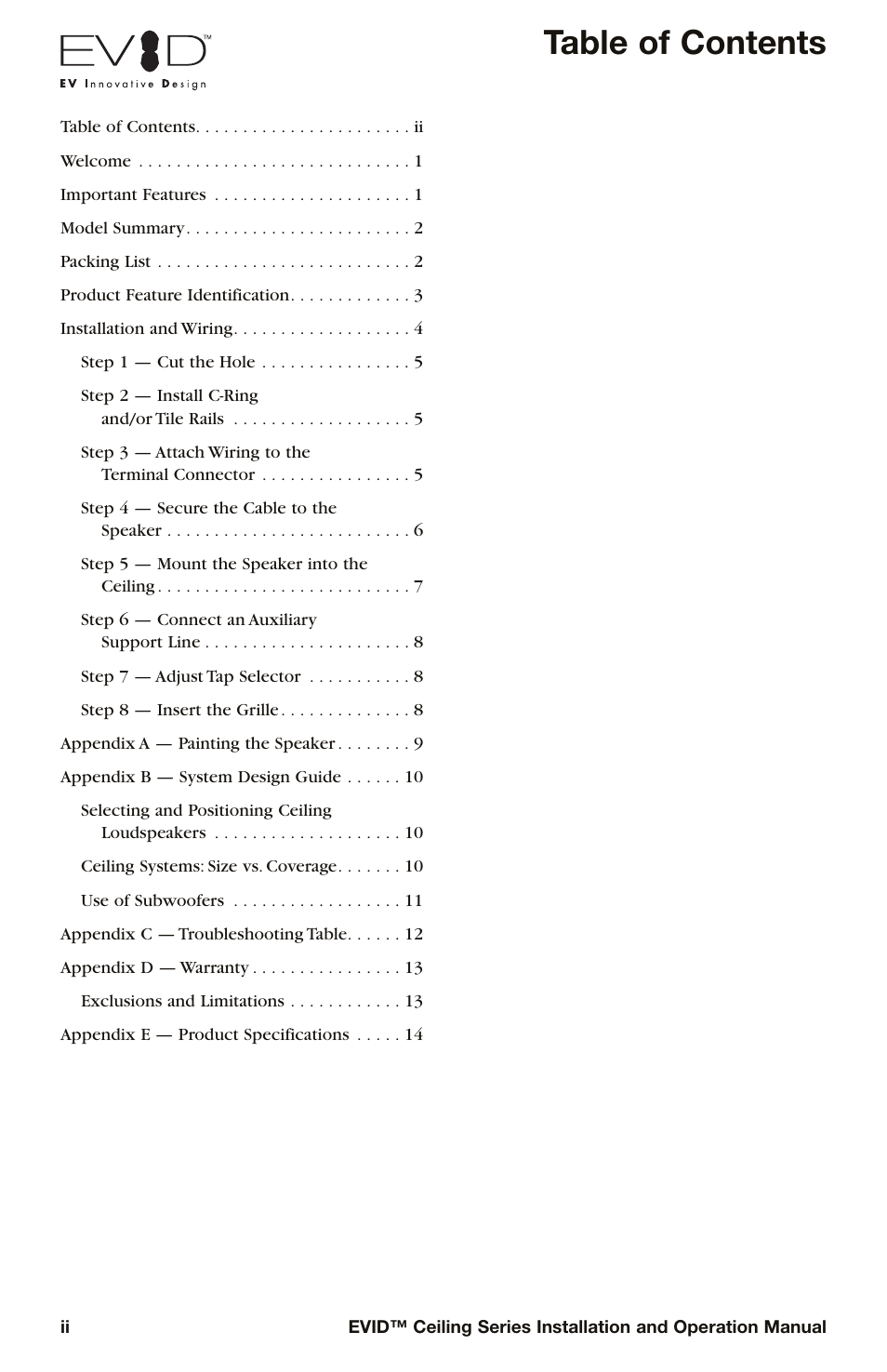 Electro-Voice EVID User Manual | Page 2 / 20