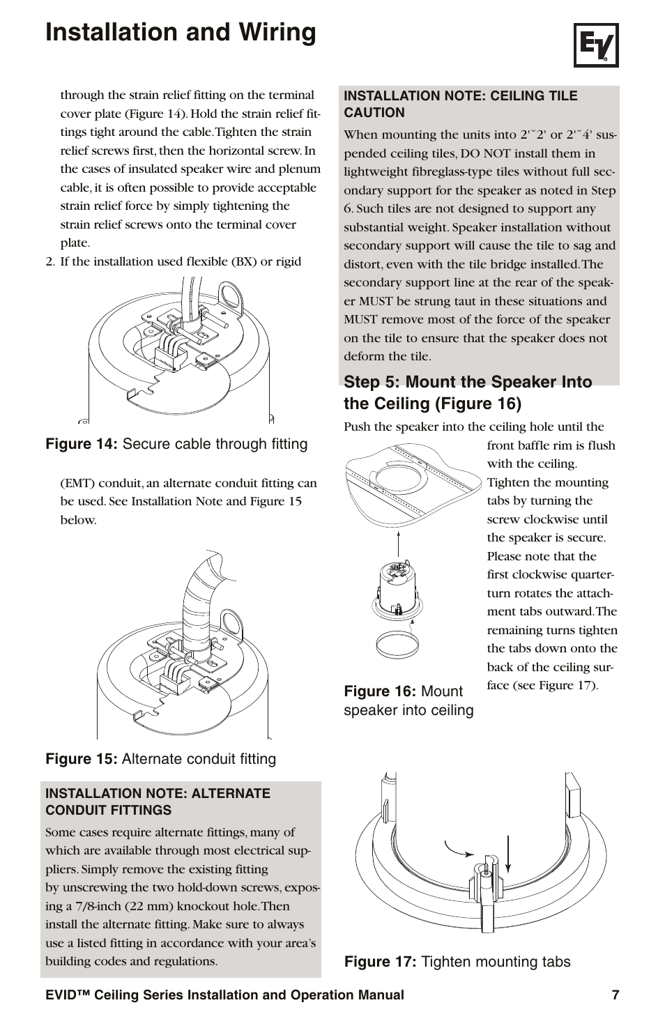 Installation and wiring | Electro-Voice EVID User Manual | Page 9 / 20