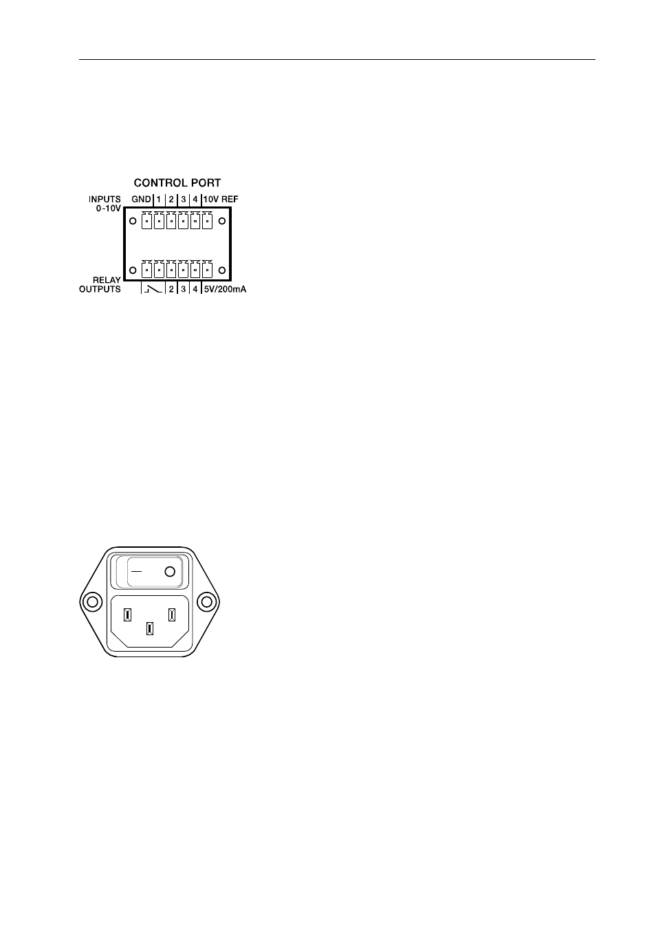 Control port, Mains connector and power switch, Control port mains connector and power switch | Electro-Voice System Controller NetMax N8000 User Manual | Page 14 / 48