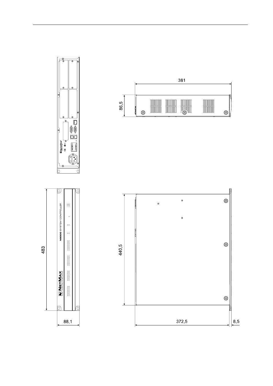 3 dimensions/abmessungen, Dimensions/abmessungen | Electro-Voice System Controller NetMax N8000 User Manual | Page 44 / 48