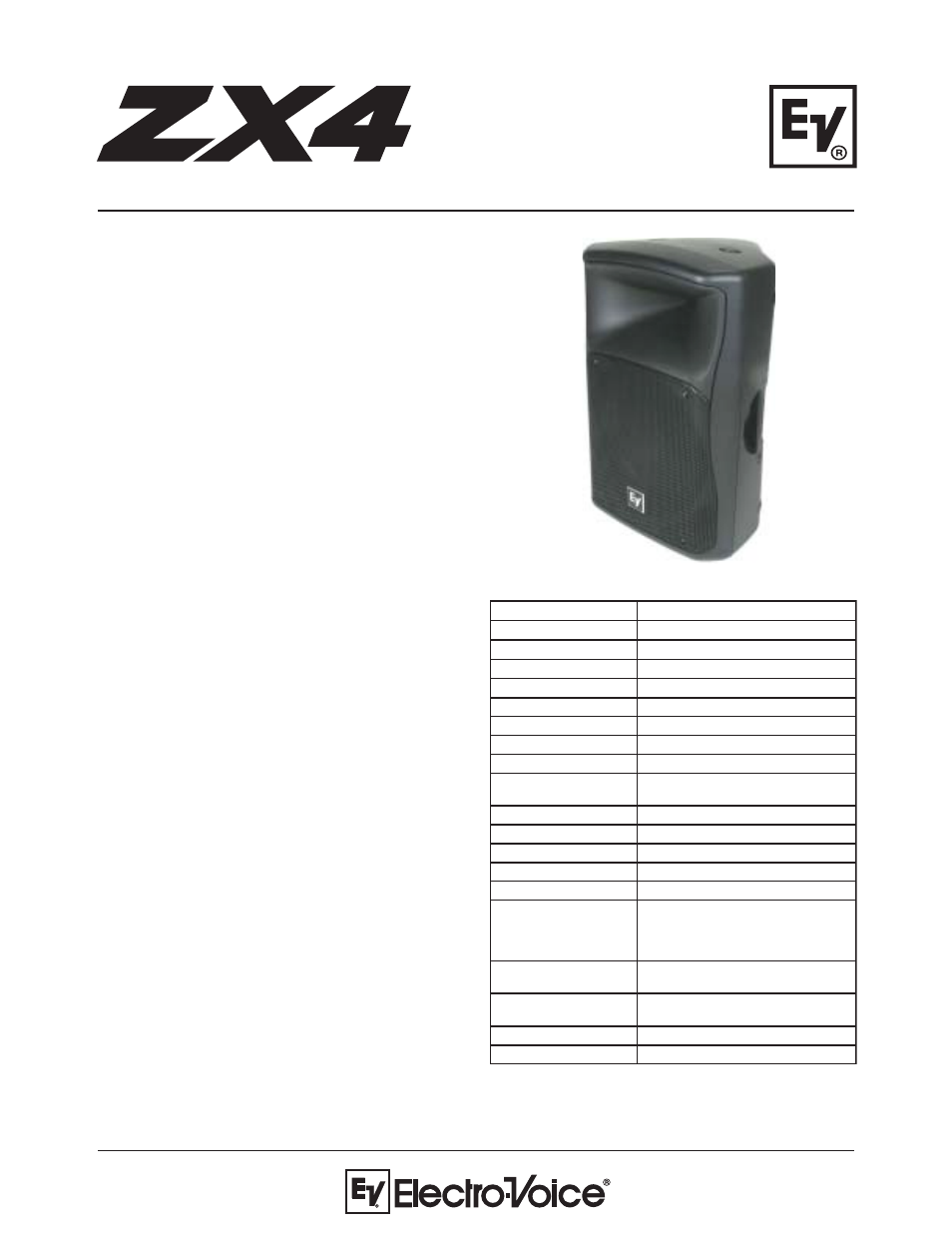 Electro-Voice ZX4 User Manual | 2 pages