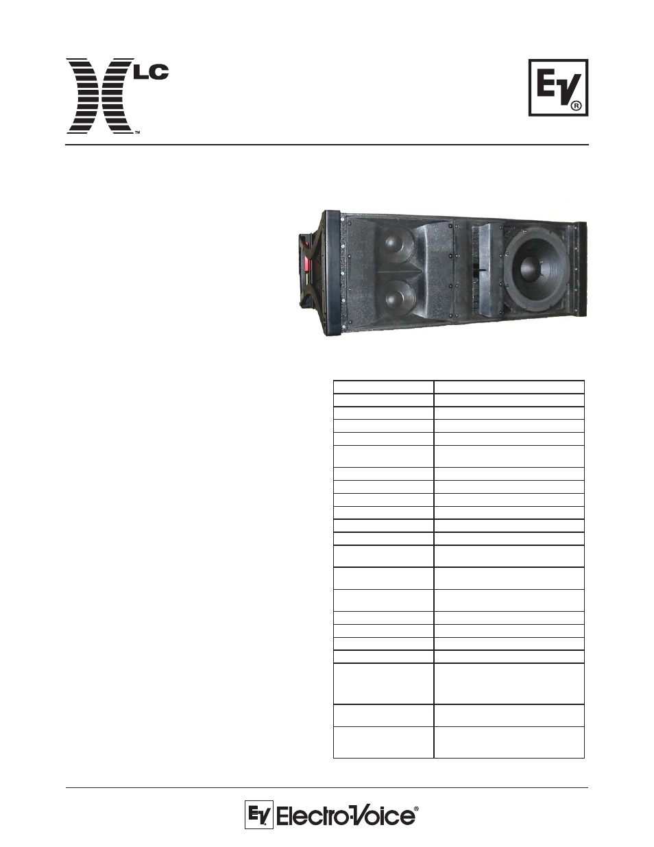 Electro-Voice XLC907DVX User Manual | 2 pages