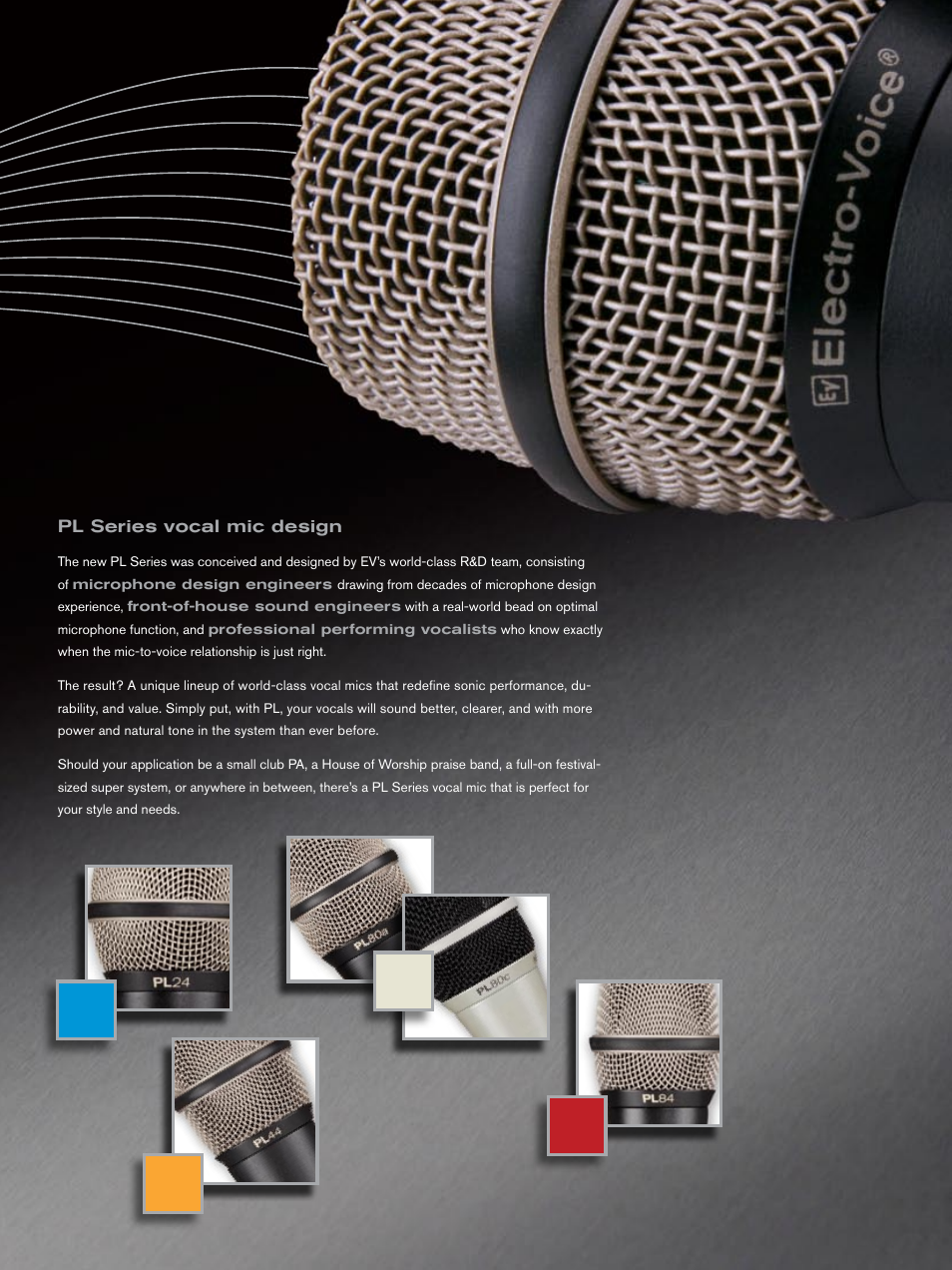 Pl series vocal mic design | Electro-Voice PL Series User Manual | Page 3 / 16