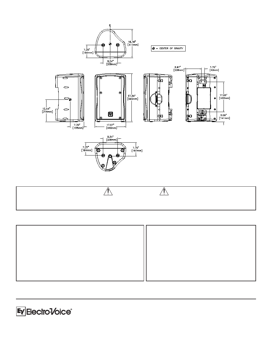 Caution, Dimension drawings | Electro-Voice ZXA5 User Manual | Page 4 / 4