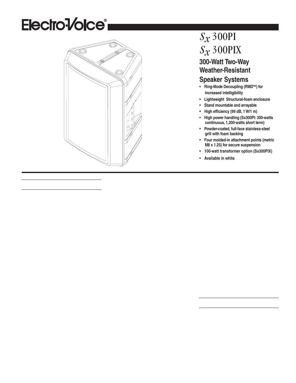 Electro-Voice SX300PI User Manual | 8 pages