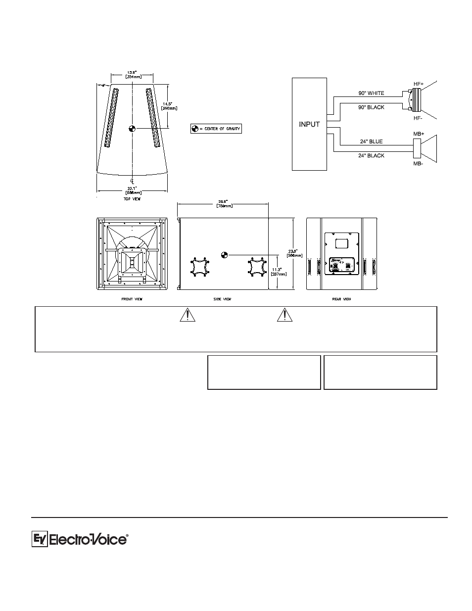 Caution, Wiring/connection chart | Electro-Voice XI-1122MHA/64F User Manual | Page 4 / 4