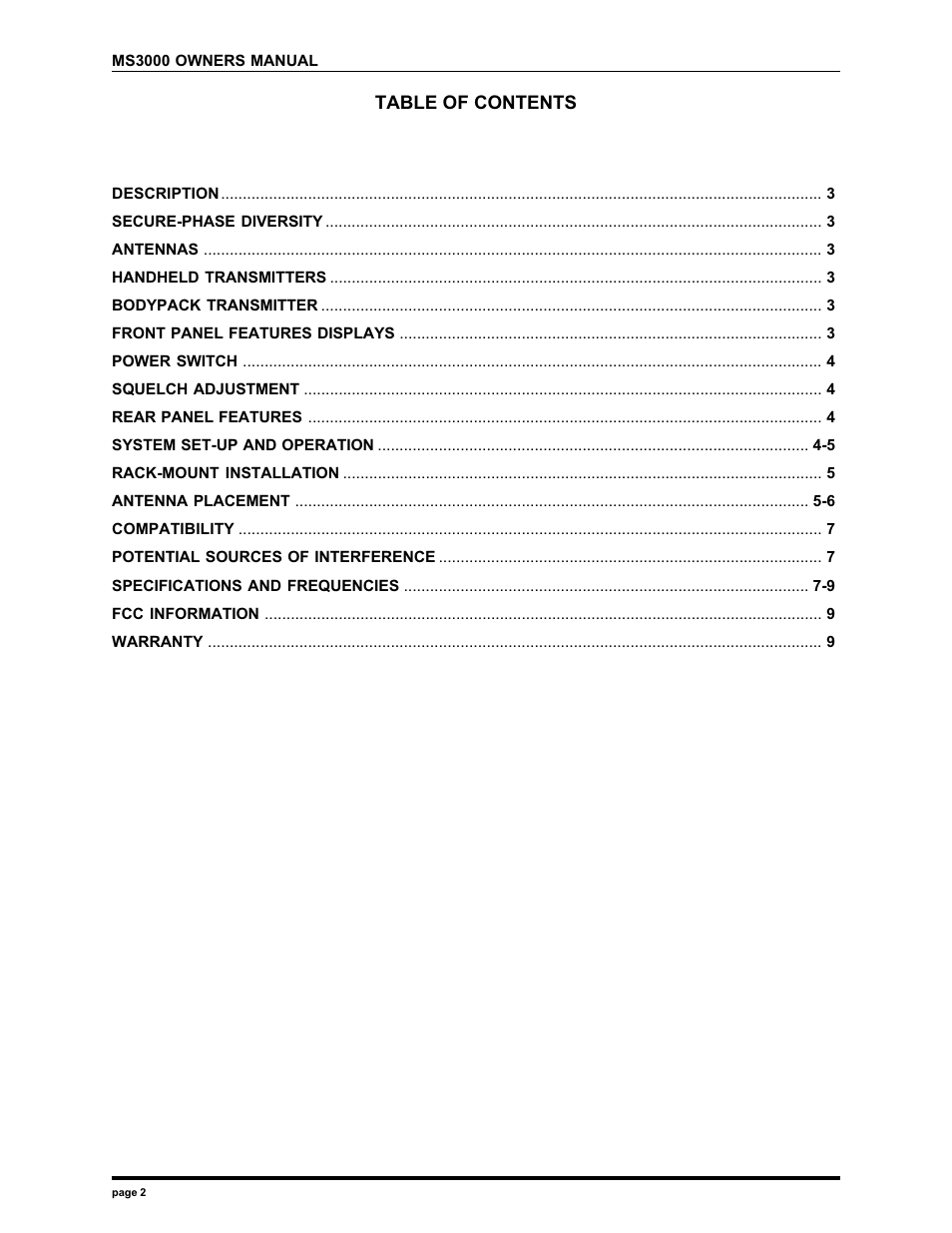 Electro-Voice MS3000 User Manual | Page 2 / 12